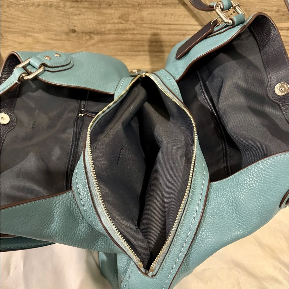 Coach Pebble Leather Shoulder Bag in Teal Blue - Picture 6 of 11
